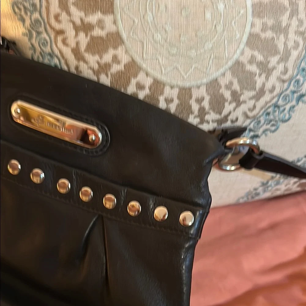 B. Makowsky Black Crossbody Bag with Studded Accents - Picture 3 of 6